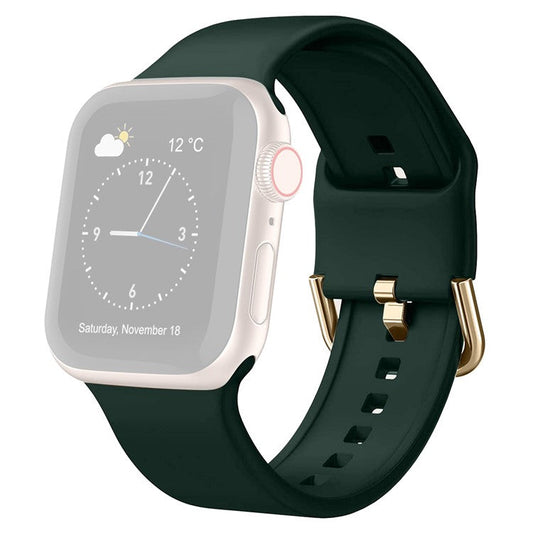 For Apple Watch Series 10 46mm / Ultra 2 Ultra 49mm /  Series 9 8 7 45mm / 6 5 4 SE (2023) SE (2022) SE 44mm / 3 2 1 42mm Silicone Watch Strap Adjustable Watch Band - Blackish Green