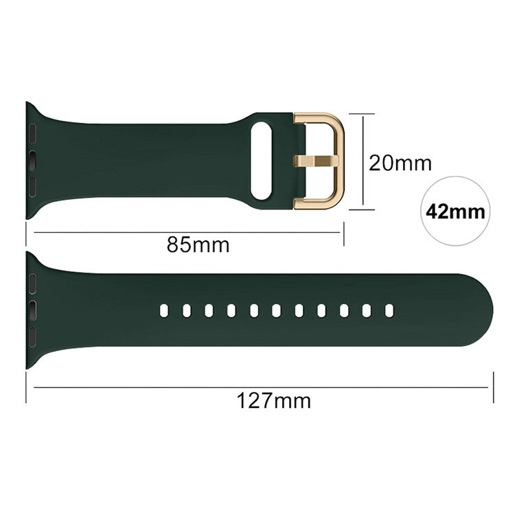 For Apple Watch Series 10 46mm / Ultra 2 Ultra 49mm /  Series 9 8 7 45mm / 6 5 4 SE (2023) SE (2022) SE 44mm / 3 2 1 42mm Silicone Watch Strap Adjustable Watch Band - Blackish Green