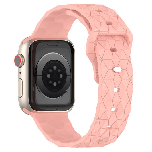 Watch Strap for Apple Watch Series 10 42mm / 9 8 7 41mm / SE (2023) SE (2022) SE 6 5 4 40mm / 3 2 1 38mm Football Pattern Silicone Watch Band - Pink