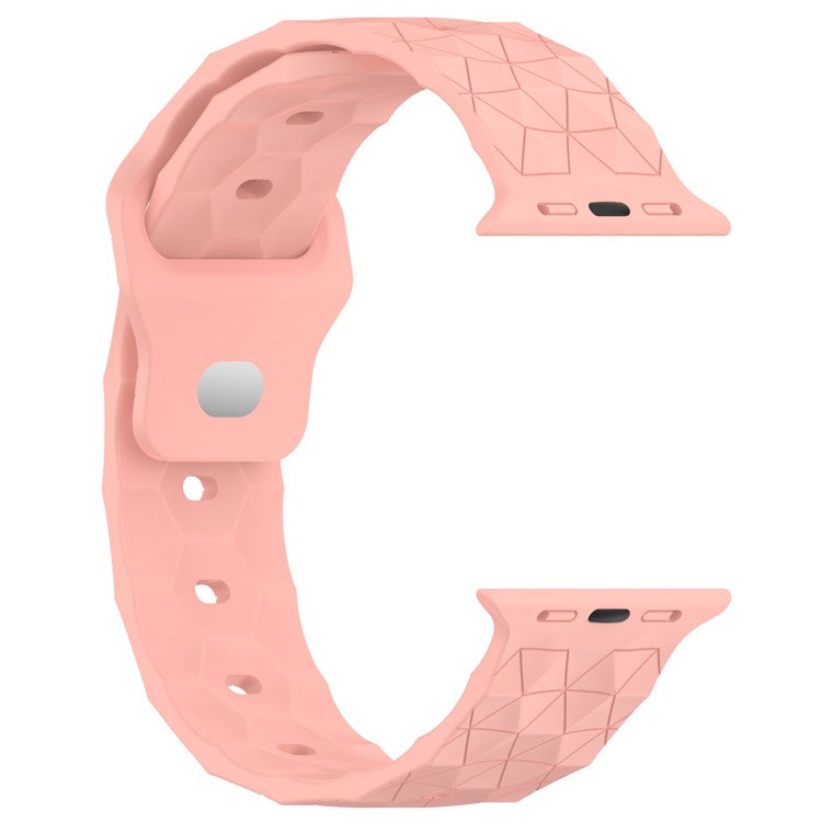 Watch Strap for Apple Watch Series 10 42mm / 9 8 7 41mm / SE (2023) SE (2022) SE 6 5 4 40mm / 3 2 1 38mm Football Pattern Silicone Watch Band - Pink