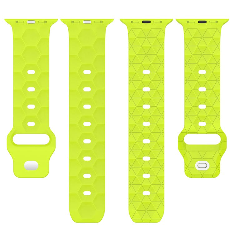Watch Strap for Apple Watch Series 10 42mm / 9 8 7 41mm / SE (2023) SE (2022) SE 6 5 4 40mm / 3 2 1 38mm Football Pattern Silicone Watch Band - Pink