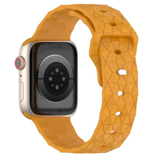Watch Strap for Apple Watch Series 10 42mm / 9 8 7 41mm / SE (2023) SE (2022) SE 6 5 4 40mm / 3 2 1 38mm Football Pattern Silicone Watch Band - Yellow