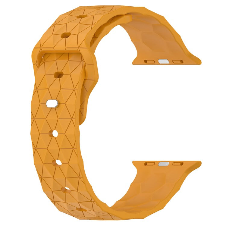 Watch Strap for Apple Watch Series 10 42mm / 9 8 7 41mm / SE (2023) SE (2022) SE 6 5 4 40mm / 3 2 1 38mm Football Pattern Silicone Watch Band - Yellow