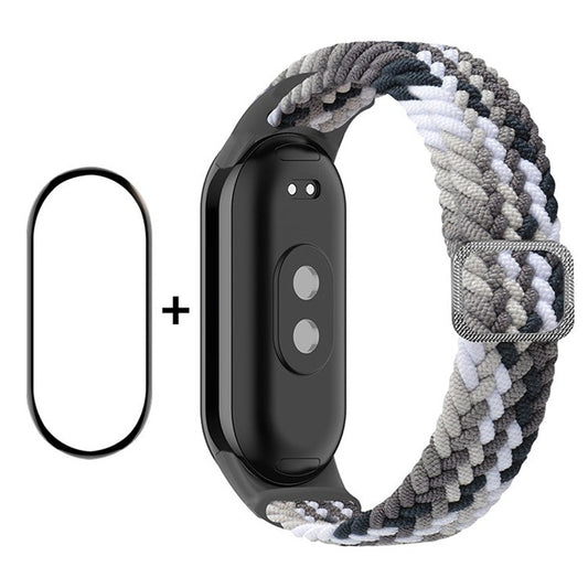 ENKAY HAT-PRINCE For Xiaomi Smart Band 9 NFC / 9 / 8 NFC / 8 Watch Band Nylon Strap with PMMA Film - Bright Black