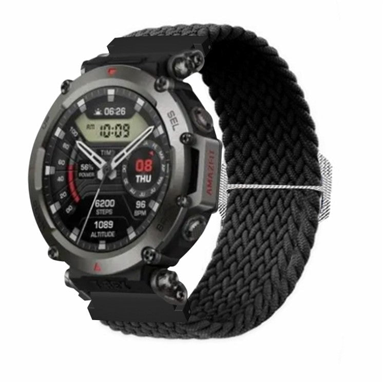 For Huami Amazfit T-Rex 2 Ultra Stretchy Watch Band Nylon Adjustable Sport Strap - Black