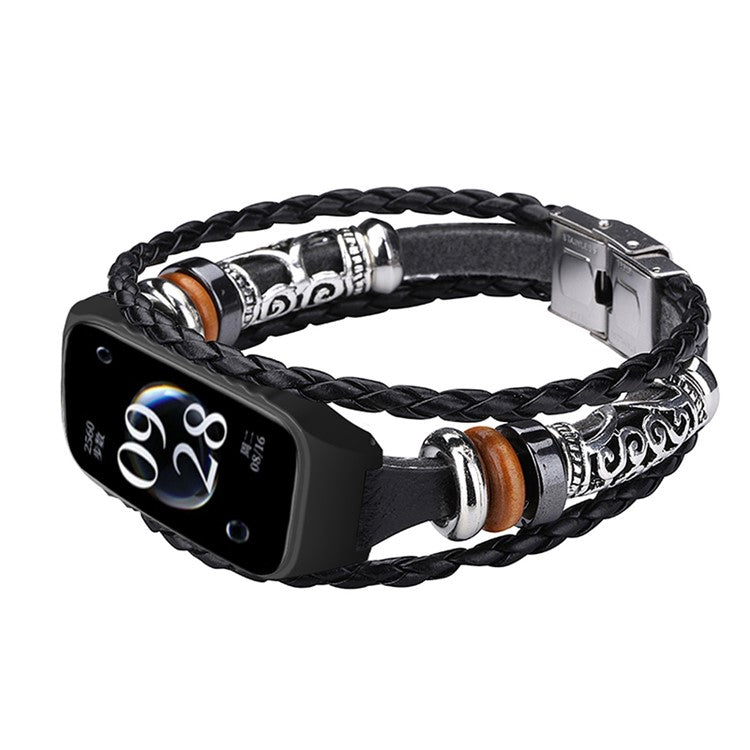 For Xiaomi Redmi Band 2 Watch Band Boho Bead Metal Jewelry Retro Strap DIY Bracelets - Black