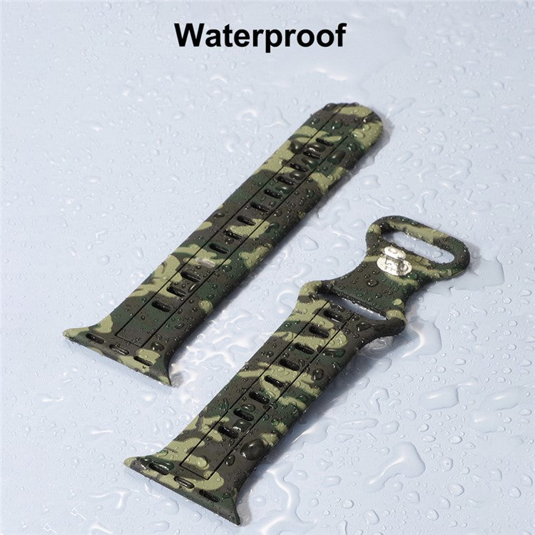 Watch Strap for Apple Watch Series 10 46mm / Ultra 2 Ultra 49mm /  Series 9 8 7 45mm / 6 5 4 SE (2023) SE (2022) SE 44mm / 3 2 1 42mm , Camouflage Silicone Sports Band - Yellow