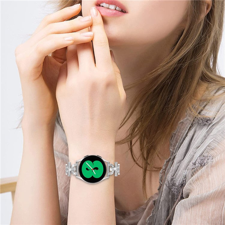 Watch Strap for Samsung Galaxy Watch6 40mm 44mm / Watch6 Classic 43mm 47mm / Watch 5 40mm 44mm / Watch4 40mm 44mm / Watch3 41mm , Stainless Steel 20mm Rhinestone Decor Band - Silver