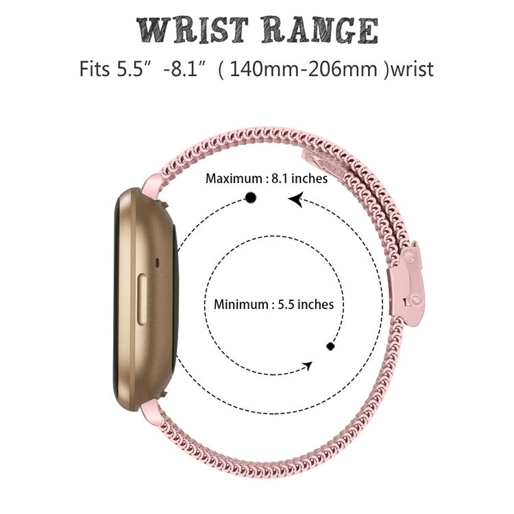 For Fitbit Versa 4 / Sense 2 Watch Strap Stainless Steel Milanese Smart Band Watch Strap Replacement - Rose Pink