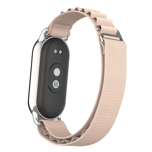 Replacement Watch Band for Xiaomi Smart Band 9 NFC / 9 / 8 NFC / 8 Nylon Wrist Strap with Silver Connector - Apricot