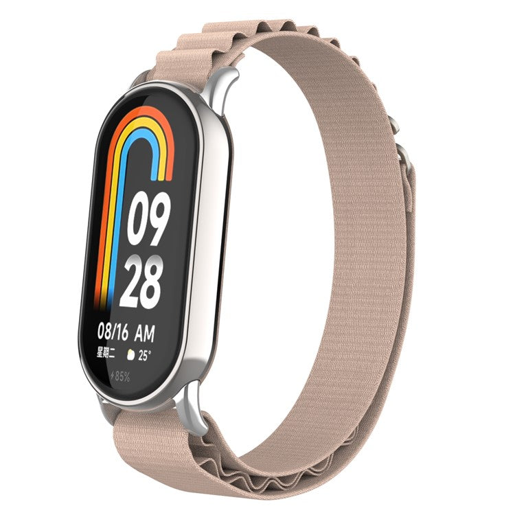 Replacement Watch Band for Xiaomi Smart Band 9 NFC / 9 / 8 NFC / 8 Nylon Wrist Strap with Silver Connector - Apricot
