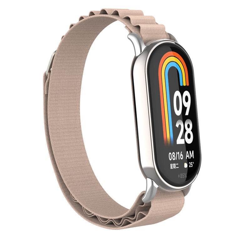 Replacement Watch Band for Xiaomi Smart Band 9 NFC / 9 / 8 NFC / 8 Nylon Wrist Strap with Silver Connector - Apricot