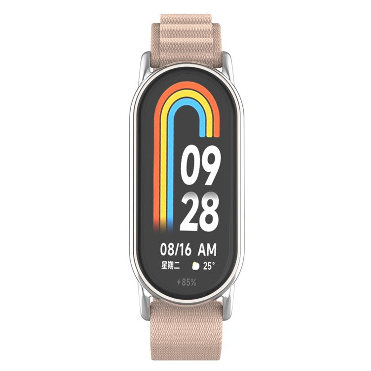 Replacement Watch Band for Xiaomi Smart Band 9 NFC / 9 / 8 NFC / 8 Nylon Wrist Strap with Silver Connector - Apricot