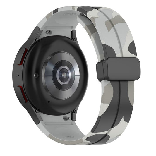 For Samsung Galaxy Watch 5 Pro 45mm / Watch 5 40 / 44mm / Watch4 40 / 44mm / Watch4 Classic 42 / 46mm Camo Silicone Watch Band - Light Grey