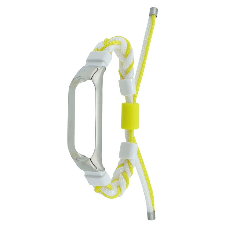 For Xiaomi Mi Band 7 Nylon Braided Silicone Bead Design Watch Strap  Integrated with Watch Case - White + Yellow