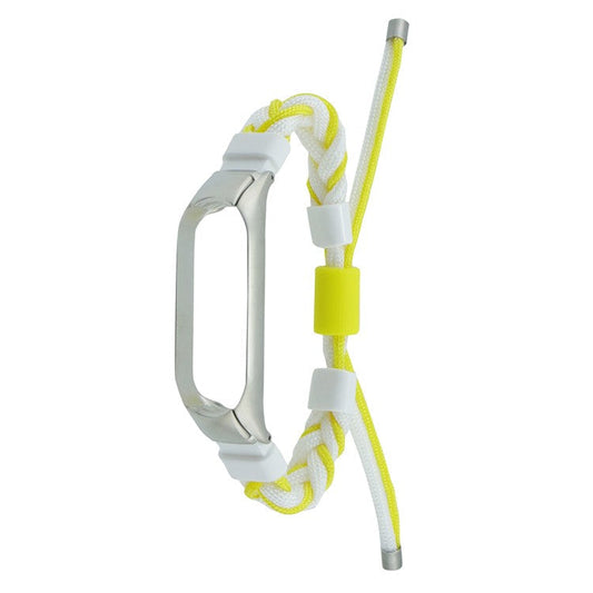 For Xiaomi Mi Band 7 Nylon Braided Silicone Bead Design Watch Strap  Integrated with Watch Case - White + Yellow