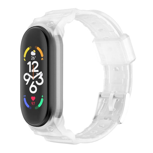 For Xiaomi Mi Band 5 / 6 / 7  Integrated TPU Watch Case Wrist Band Replacement Watch Strap - Transparent