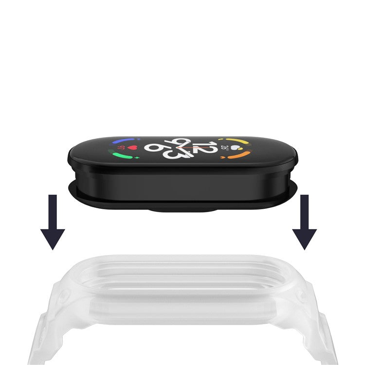 For Xiaomi Mi Band 5 / 6 / 7  Integrated TPU Watch Case Wrist Band Replacement Watch Strap - Transparent