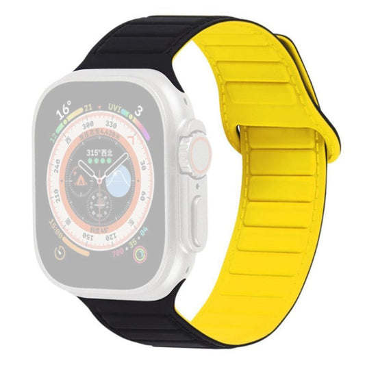 Watch Strap for Apple Watch Series 10 42mm / 9 8 7 41mm / SE (2023) SE (2022) SE 6 5 4 40mm / 3 2 1 38mm Magnetic Silicone Color Match Watchband - Black / Yellow