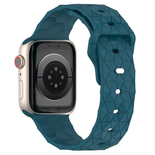 Watch Strap for Apple Watch Series 10 42mm / 9 8 7 41mm / SE (2023) SE (2022) SE 6 5 4 40mm / 3 2 1 38mm Silicone Watch Band Football Pattern - Dark Blue