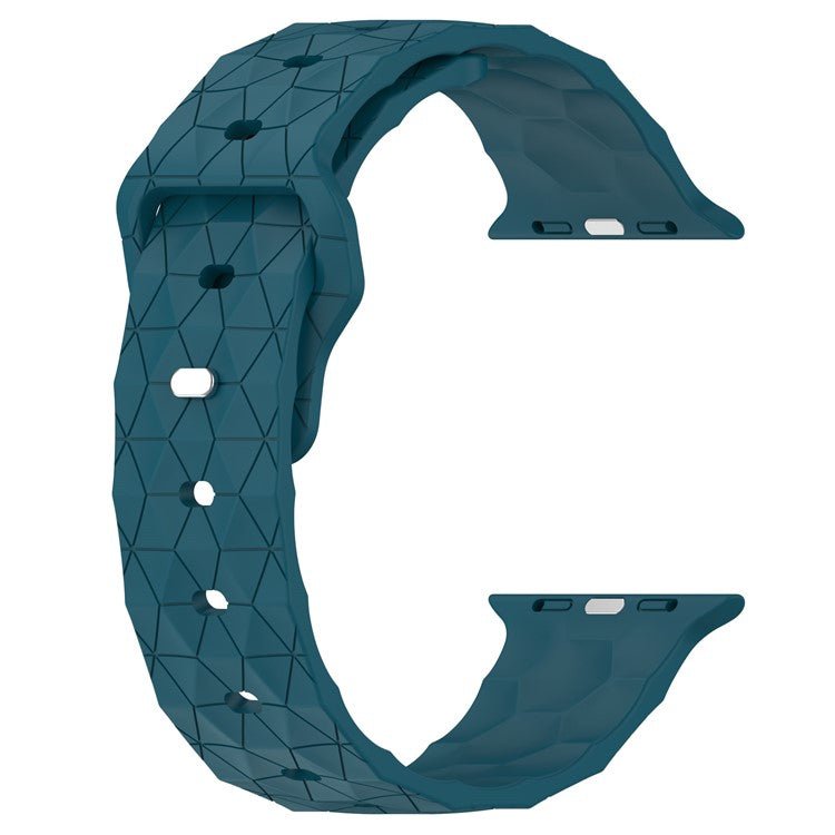 Watch Strap for Apple Watch Series 10 42mm / 9 8 7 41mm / SE (2023) SE (2022) SE 6 5 4 40mm / 3 2 1 38mm Silicone Watch Band Football Pattern - Dark Blue