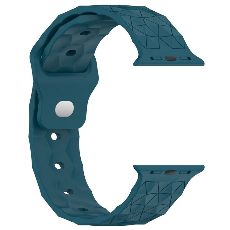 Watch Strap for Apple Watch Series 10 42mm / 9 8 7 41mm / SE (2023) SE (2022) SE 6 5 4 40mm / 3 2 1 38mm Silicone Watch Band Football Pattern - Dark Blue
