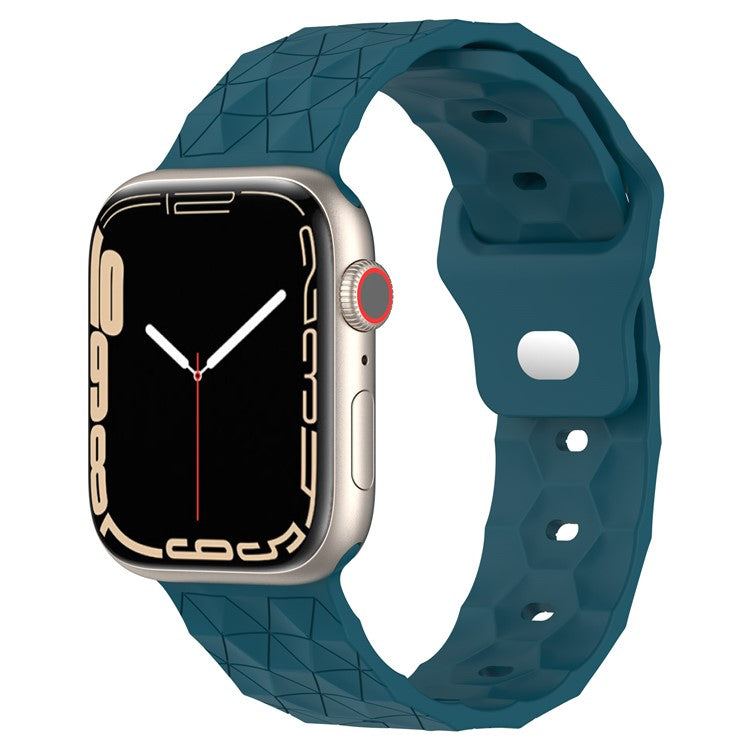 Watch Strap for Apple Watch Series 10 42mm / 9 8 7 41mm / SE (2023) SE (2022) SE 6 5 4 40mm / 3 2 1 38mm Silicone Watch Band Football Pattern - Dark Blue