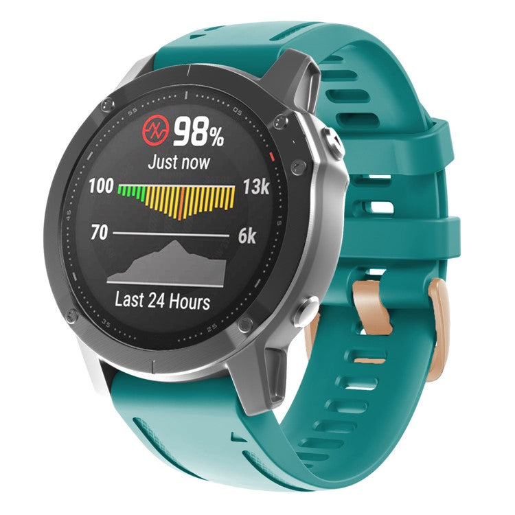 Watch Band for Garmin Fenix 7S / 6S Pro / 5S Plus / Instinct 2S , 20mm Silicone Replacement Strap with Rose Gold Buckle - Blue-green