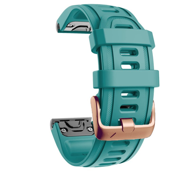 Watch Band for Garmin Fenix 7S / 6S Pro / 5S Plus / Instinct 2S , 20mm Silicone Replacement Strap with Rose Gold Buckle - Blue-green