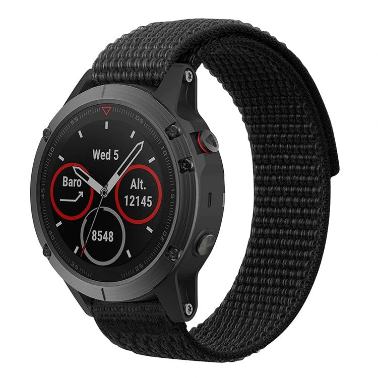 For Garmin Forerunner 965 / 955 / 945 / 935 Adjustable Watch Strap Stitching Nylon Loop Wrist Band - Black