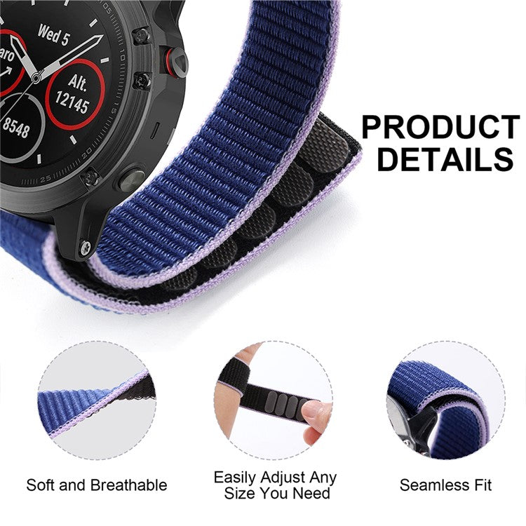 For Garmin Forerunner 965 / 955 / 945 / 935 Adjustable Watch Strap Stitching Nylon Loop Wrist Band - Black