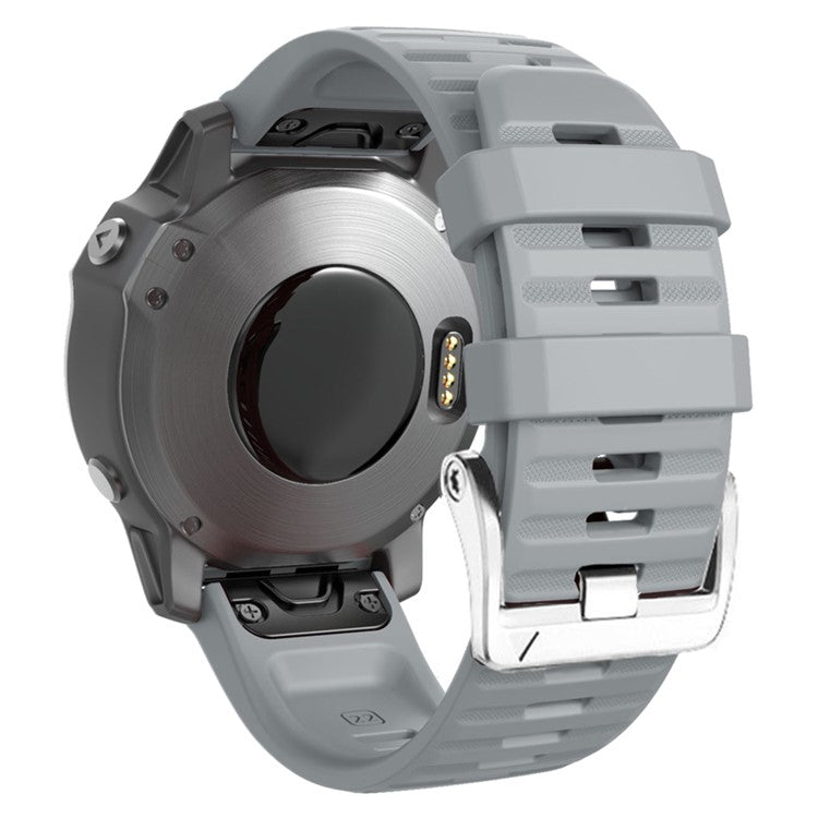 Watch Band for Garmin Forerunner 965 / 955 / 945 / 935 Soft Silicone Strap  Bracelet with Silver Buckle - Grey