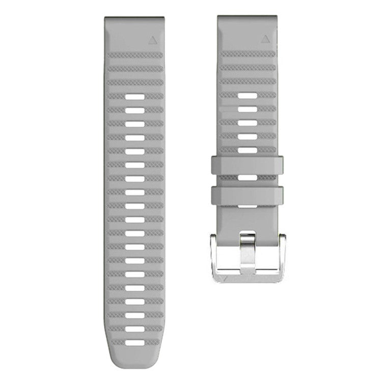 Watch Band for Garmin Forerunner 965 / 955 / 945 / 935 Soft Silicone Strap  Bracelet with Silver Buckle - Grey