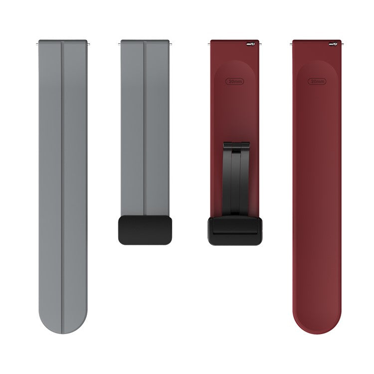 Watch Band for Huawei Watch 4 / Watch 4 Pro / Watch 3 / Watch 3 Pro , 22mm Silicone Dual Color Strap with Black Magnetic Folding Buckle - Grey+Wine Red
