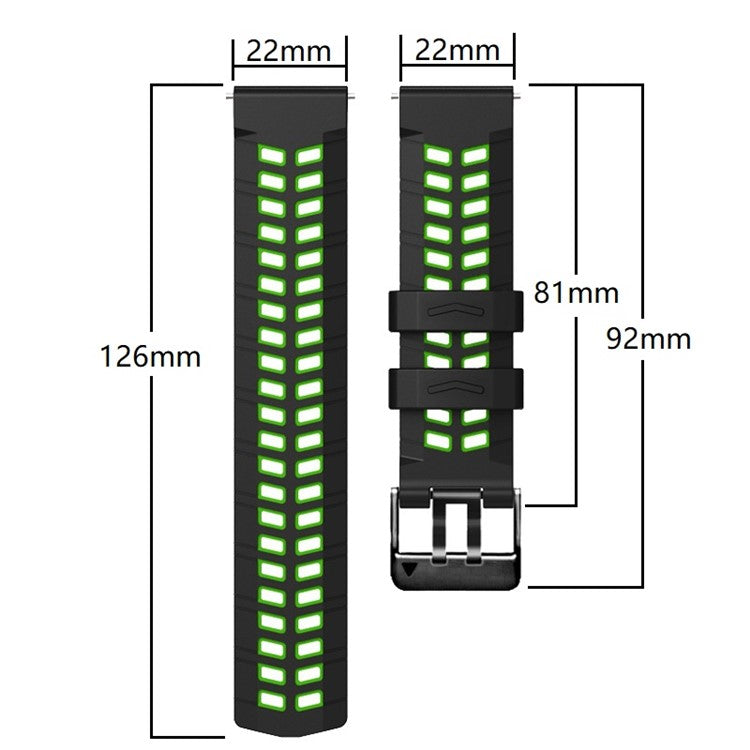 For Huawei Watch 4 / 4 Pro / Watch 3 / 3 Pro Silicone Watch Band 22mm Textured Watch Strap with Dual Buckle - Army Green / Black