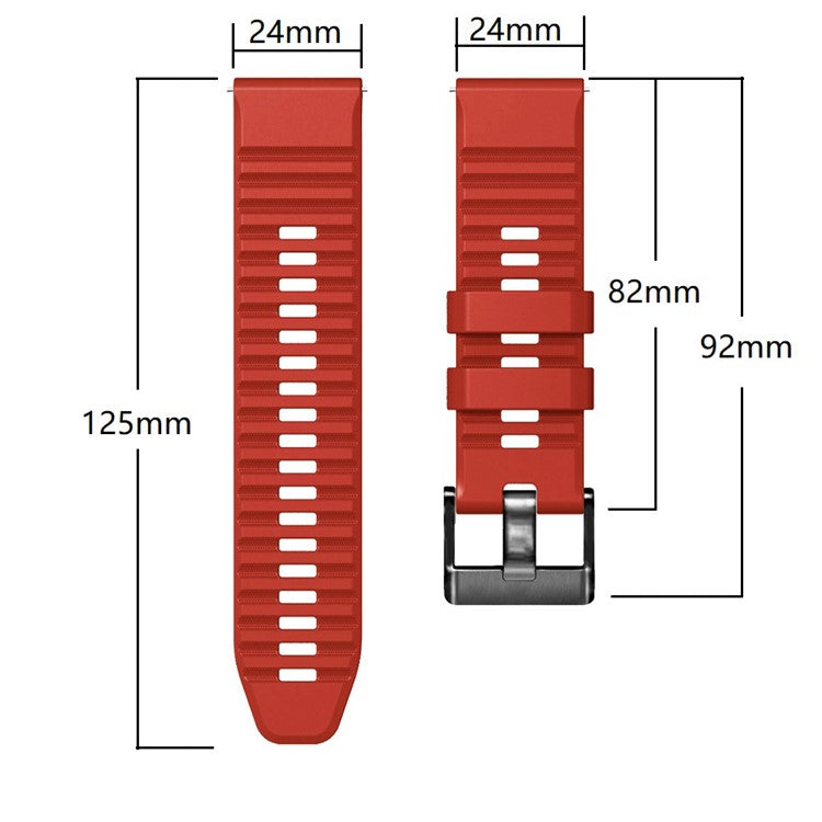 For Suunto 9 / 9 Baro / 7 Silicone Watch Band 24mm Dual Color Textured Replacement Watch Strap - Black / Red