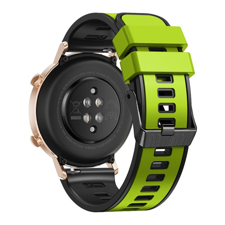 For Garmin vivomove Trend / Luxe / Style Replacement Watch Strap 20mm Dual Color Silicone Watch Band - Lime / Black