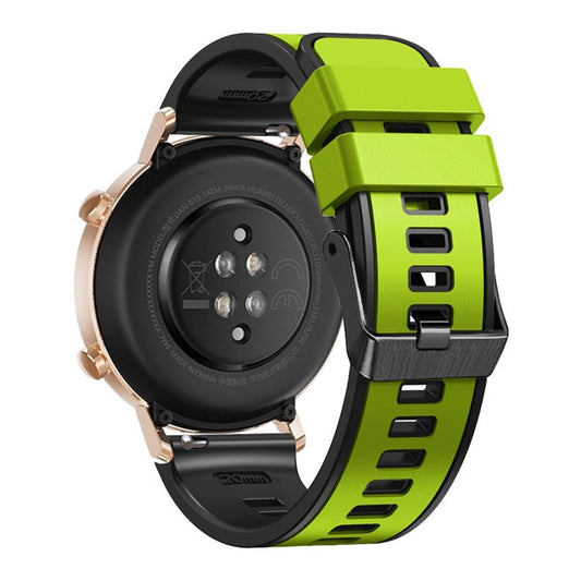 For Garmin vivomove Trend / Luxe / Style Replacement Watch Strap 20mm Dual Color Silicone Watch Band - Lime / Black