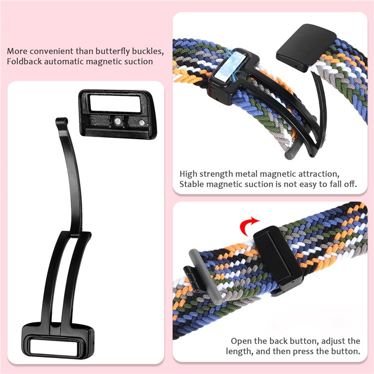 Nylon Watch Bands for Garmin vivomove Trend / Style / Luxe , 20mm Folding Buckle Adjustable Braided Strap - Denim