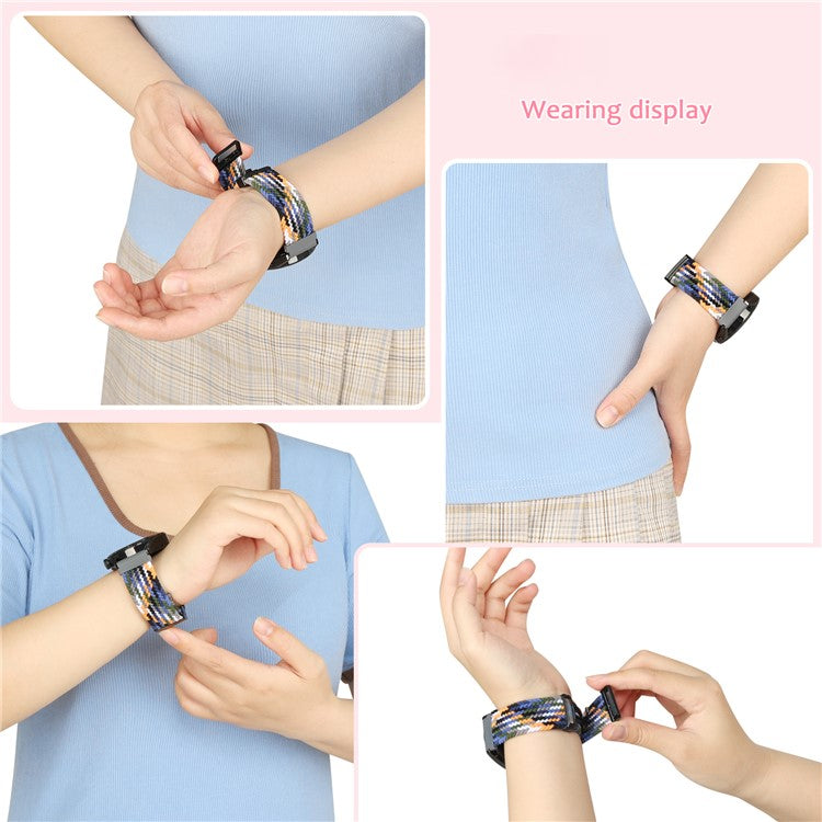 Nylon Watch Bands for Garmin vivomove Trend / Style / Luxe , 20mm Folding Buckle Adjustable Braided Strap - Denim