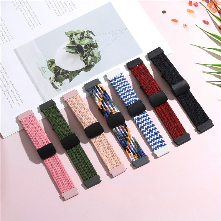 Nylon Watch Bands for Garmin vivomove Trend / Style / Luxe , 20mm Folding Buckle Adjustable Braided Strap - Denim