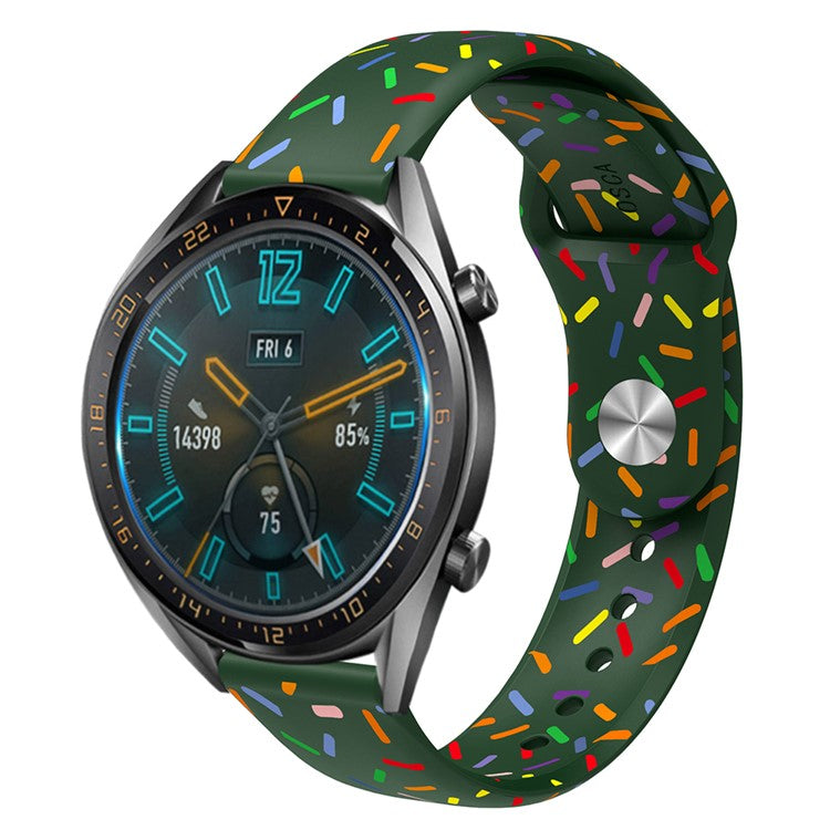 Silicone Watch Band for Huawei Watch 4  /  Watch 4 Pro  /  Watch 3  /  Watch 3 Pro , 22mm Printed Color Dot Quick Release Strap - Green