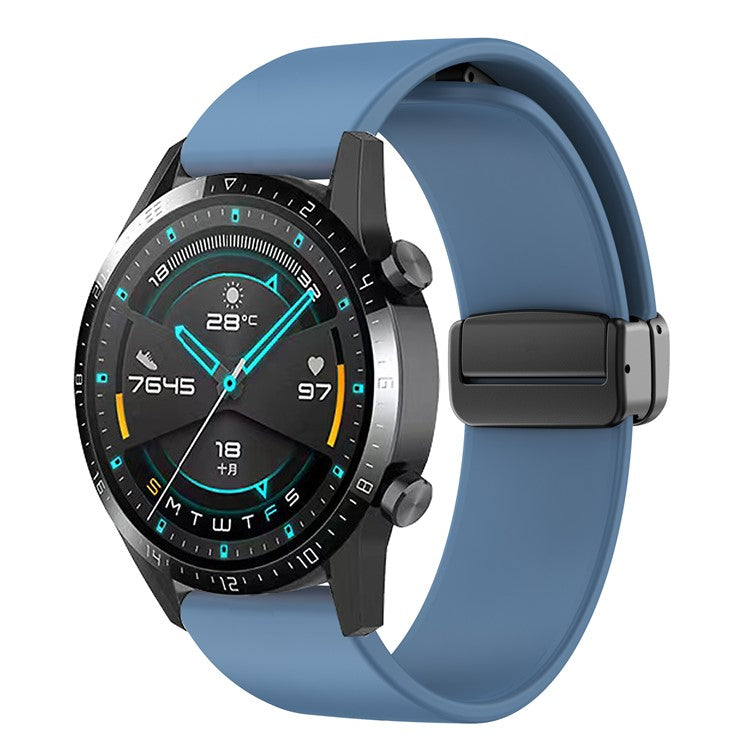 Watch Band for Huawei Watch 4  /  Watch 4 Pro  /  Watch 3  /  Watch 3 Pro , 22mm Silicone Replacement Strap with Black Magnetic Folding Buckle - Official Blue