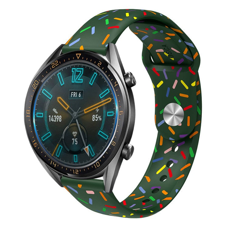Quick Release Watch Band for Garmin Venu / Sq / Sq 2 / 2 Plus , Silicone 20mm Printed Color Dot Replacement Bracelet - Green