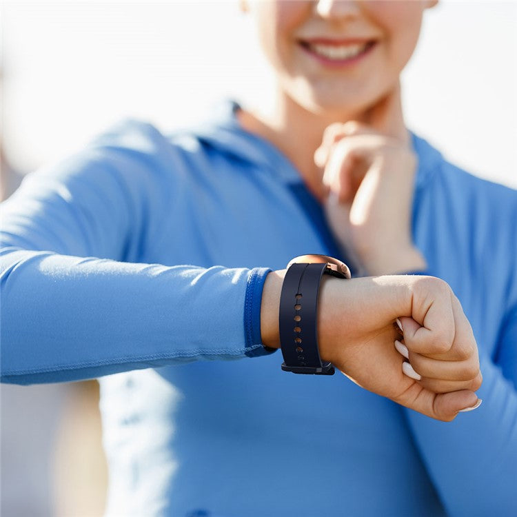 For Garmin VivoMove Trend / Luxe / Style 20mm Watch Band Silicone Wrist Strap with Square Buckle - Midnight Blue