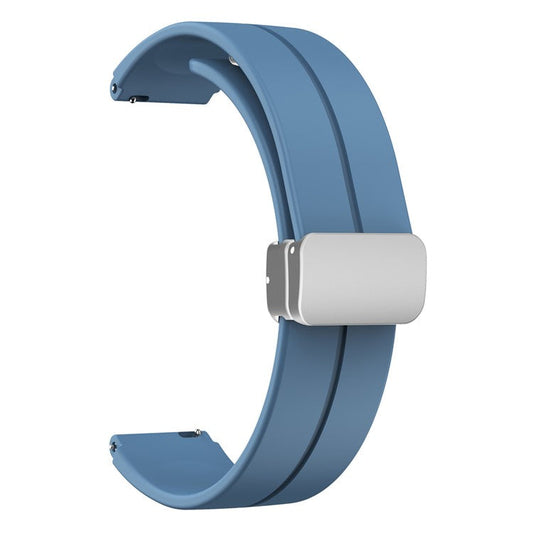 For Keep B4 / Huawei Watch Fit Mini Watch Band 16mm Silicone Wrist Strap, Silver Folding Buckle - Blue