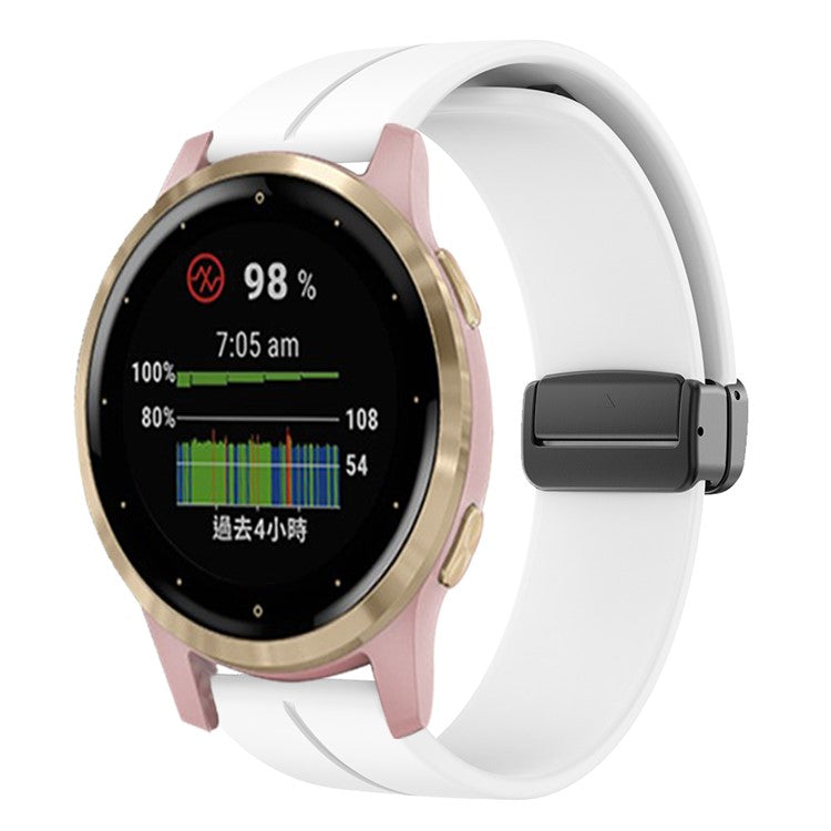 For Haylou Solar LS01 / ID205 / ID205U / ID205S / ID205L / ID216 Watch Band 19mm Silicone Strap, Black Folding Buckle - White