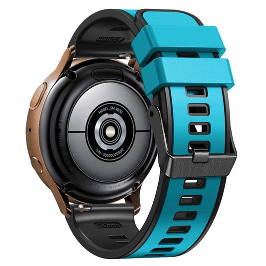 For Garmin Forerunner 265S / 255S / Venu 2S Silicone Watch Strap 18mm Dual Color Replacement Watchband - Sky Blue / Black