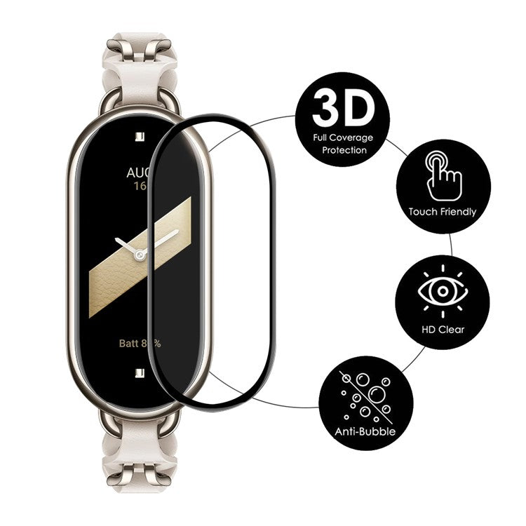 ENKAY HAT PRINCE For Xiaomi Smart Band 8 Printed Silicone Watch Strap Watch Case with PC Edge PMMA Screen Film - White