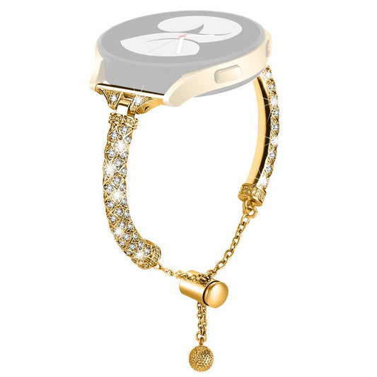 20mm Watch Band for Samsung Galaxy Watch6 40mm 44mm / Watch6 Classic 43mm 47mm / Watch 5 40mm 44mm / Watch4 40mm 44mm , Rhinestone Decor Copper Bracelet - Gold